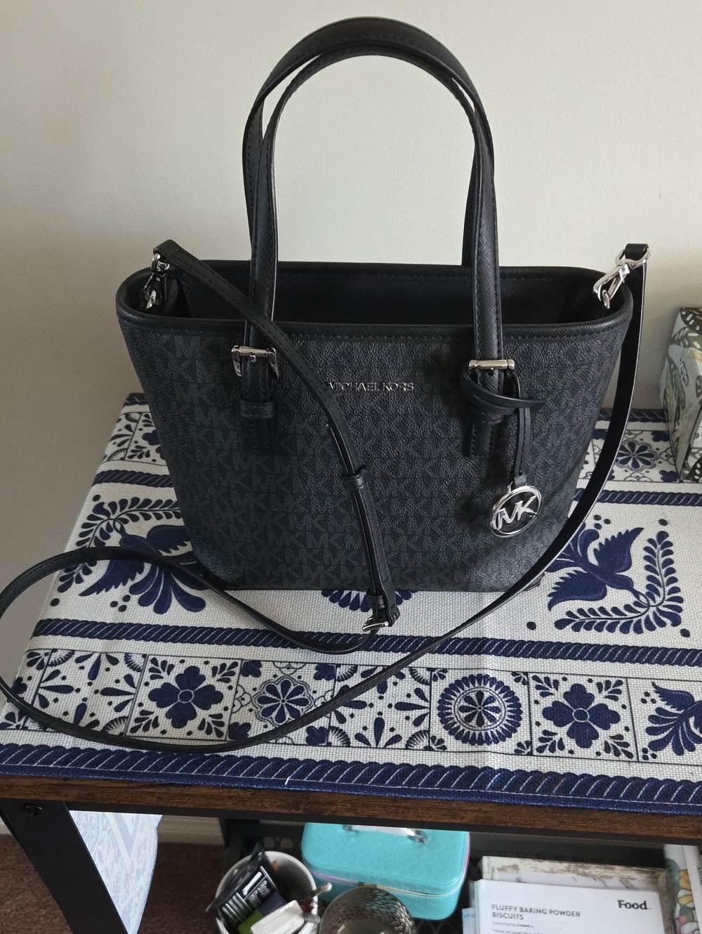 Michael Kors Black MK Logo Satchel